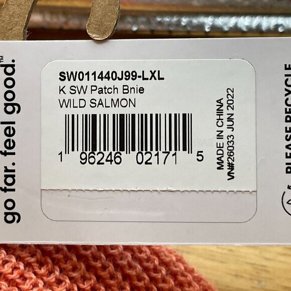 NWT Smartwool Kid's Patch Double Layer Wool Knit Beanie Cap Wild Salmon L/XL - Picture 5 of 7